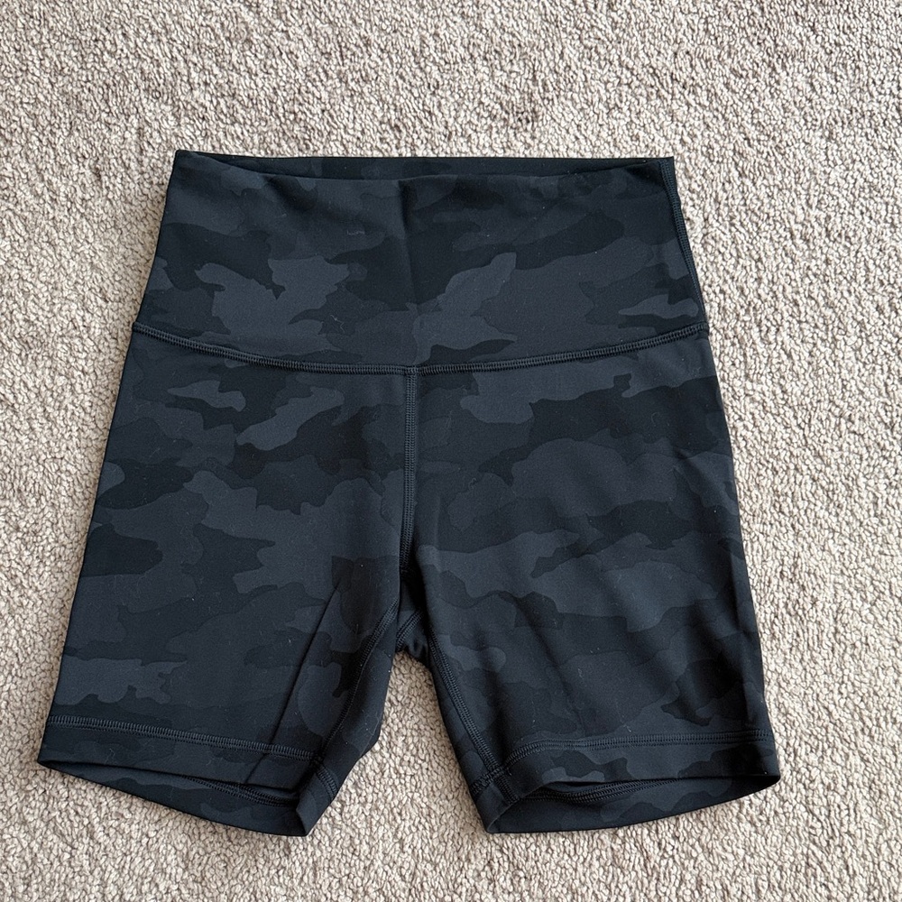 Lululemon Black Camouflage High-Waisted Shorts